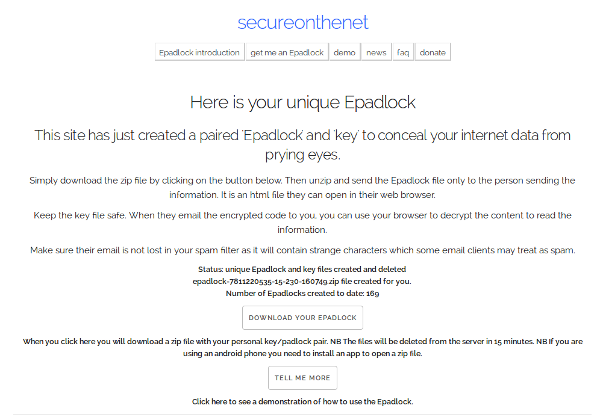 Epadlock output page